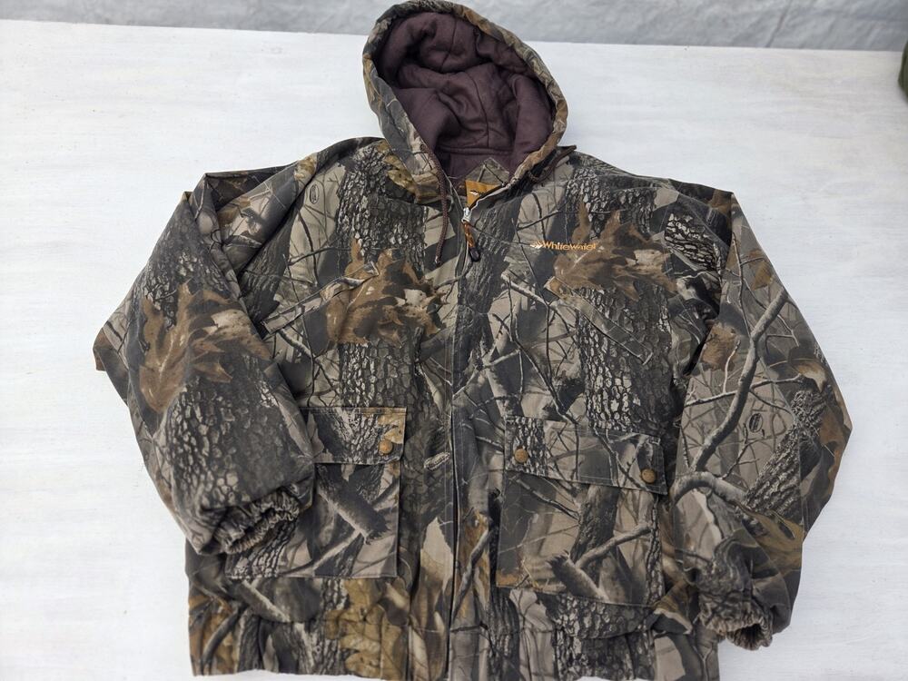 Vintage Whitewater Outdoors Realtree Hardwoods Camo Zip Hooded Jacket L Hunting